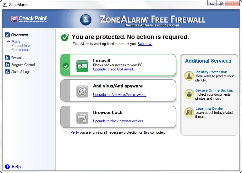 Gratis ZoneAlarm firewall